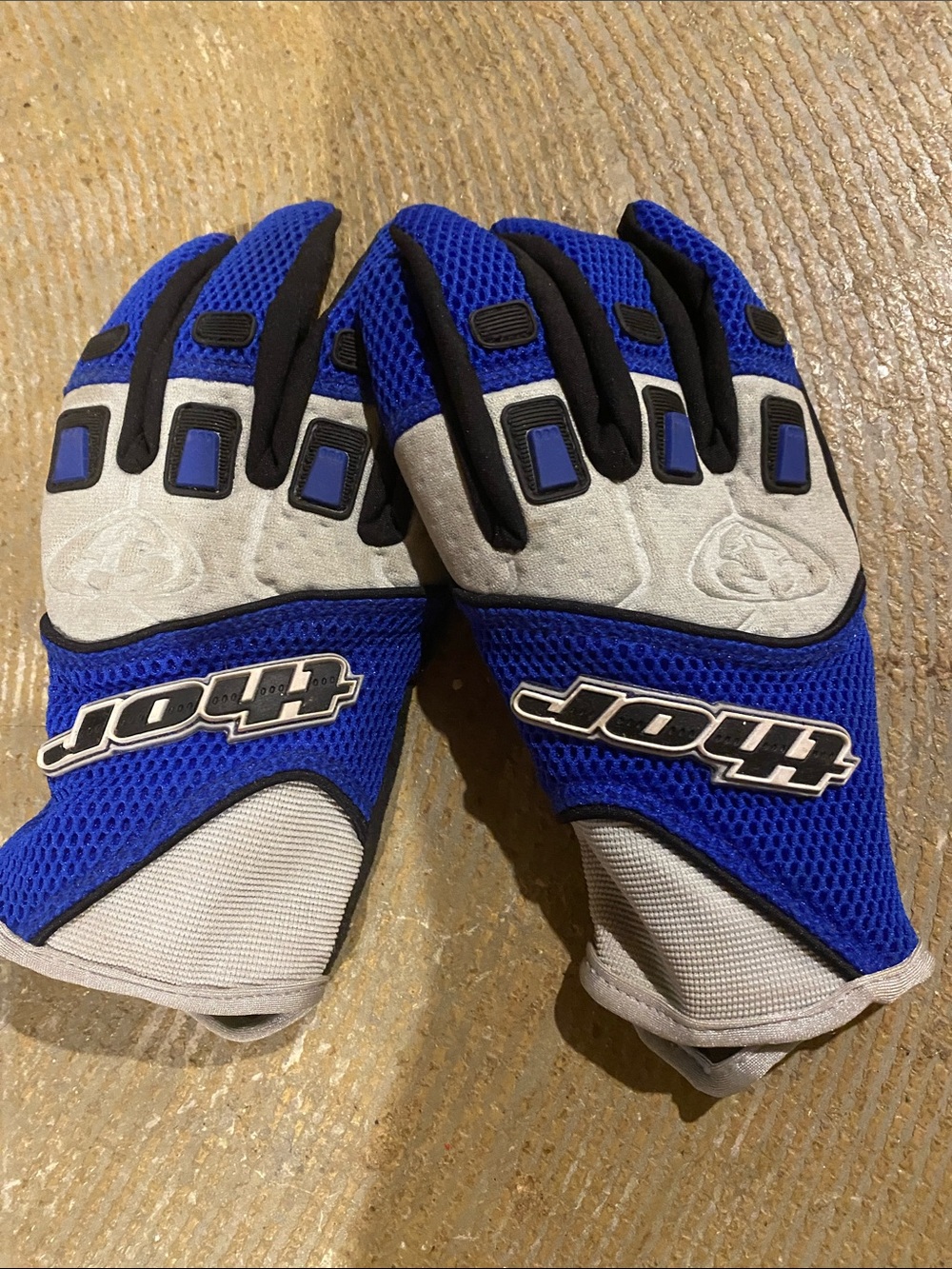 Thor Royal Blue and Gray Mesh Motocross Gloves